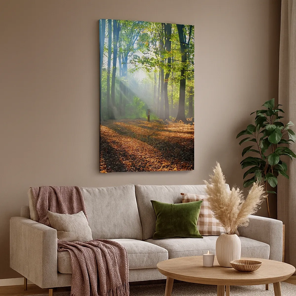 Impression sur toile - Image sur toile - Une clairière forestière illuminée par les rayons du soleil - 50x70cm - Ombres et lumières - Décoration murale moderne pour le salon et la chambre ARTTOR