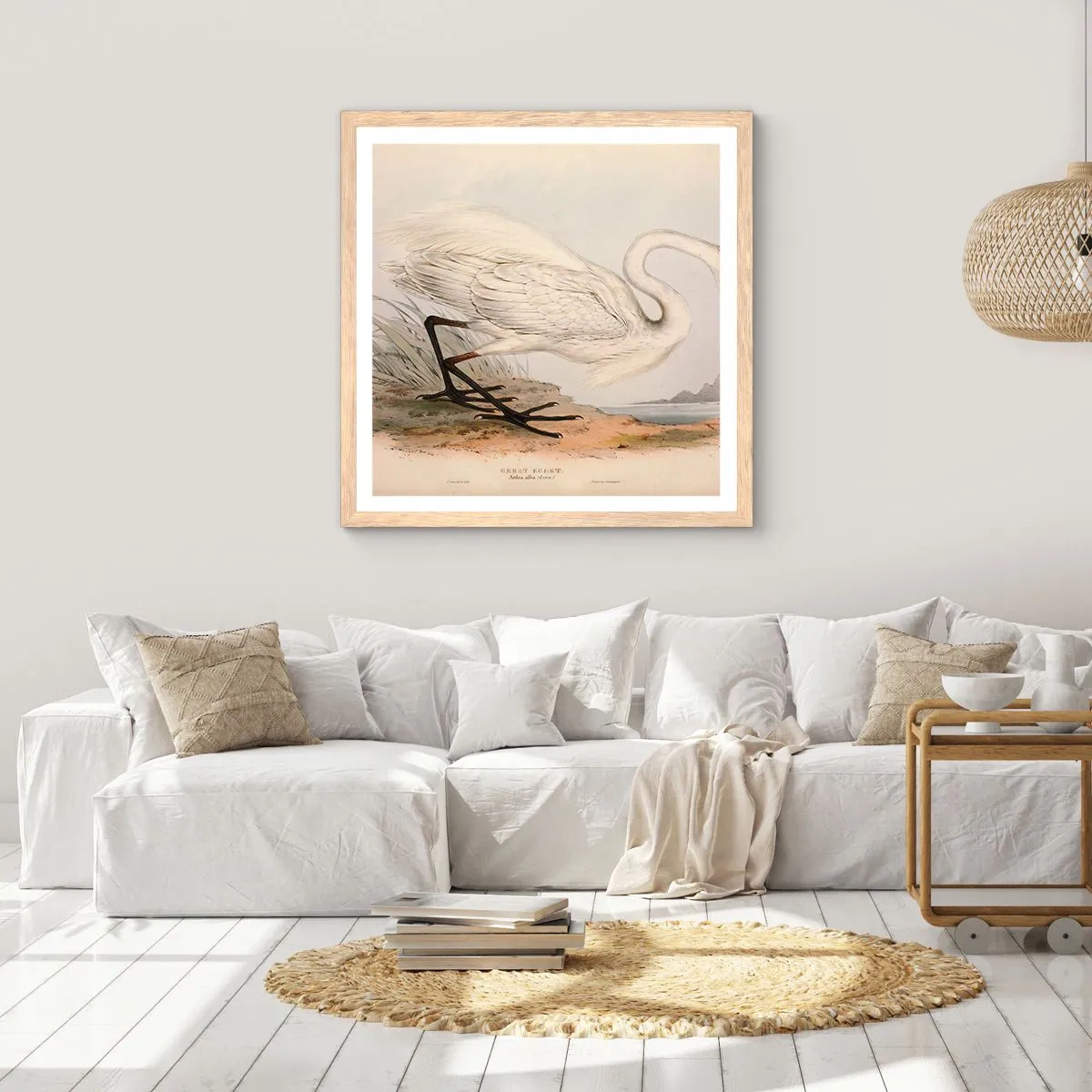 Affiche dans un chêne clair - Poster - Dame sur les joncs - 40x40 cm