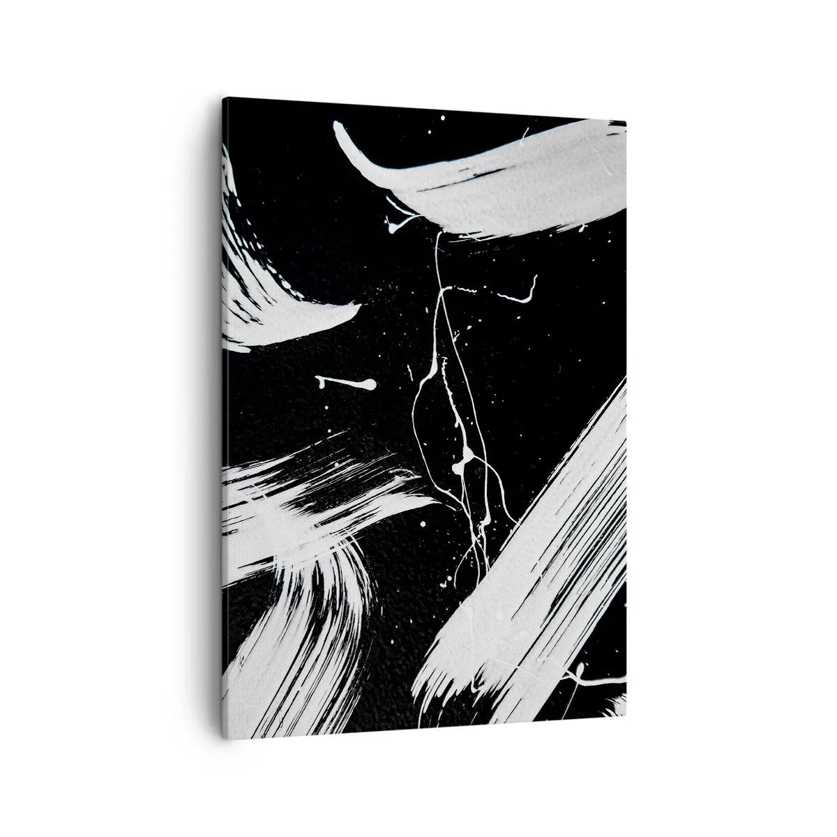 Impression sur toile - Image sur toile - Traits blancs abstraits sur fond noir - 50x70cm - Briser les ténèbres - Décoration murale moderne pour le salon et la chambre ARTTOR