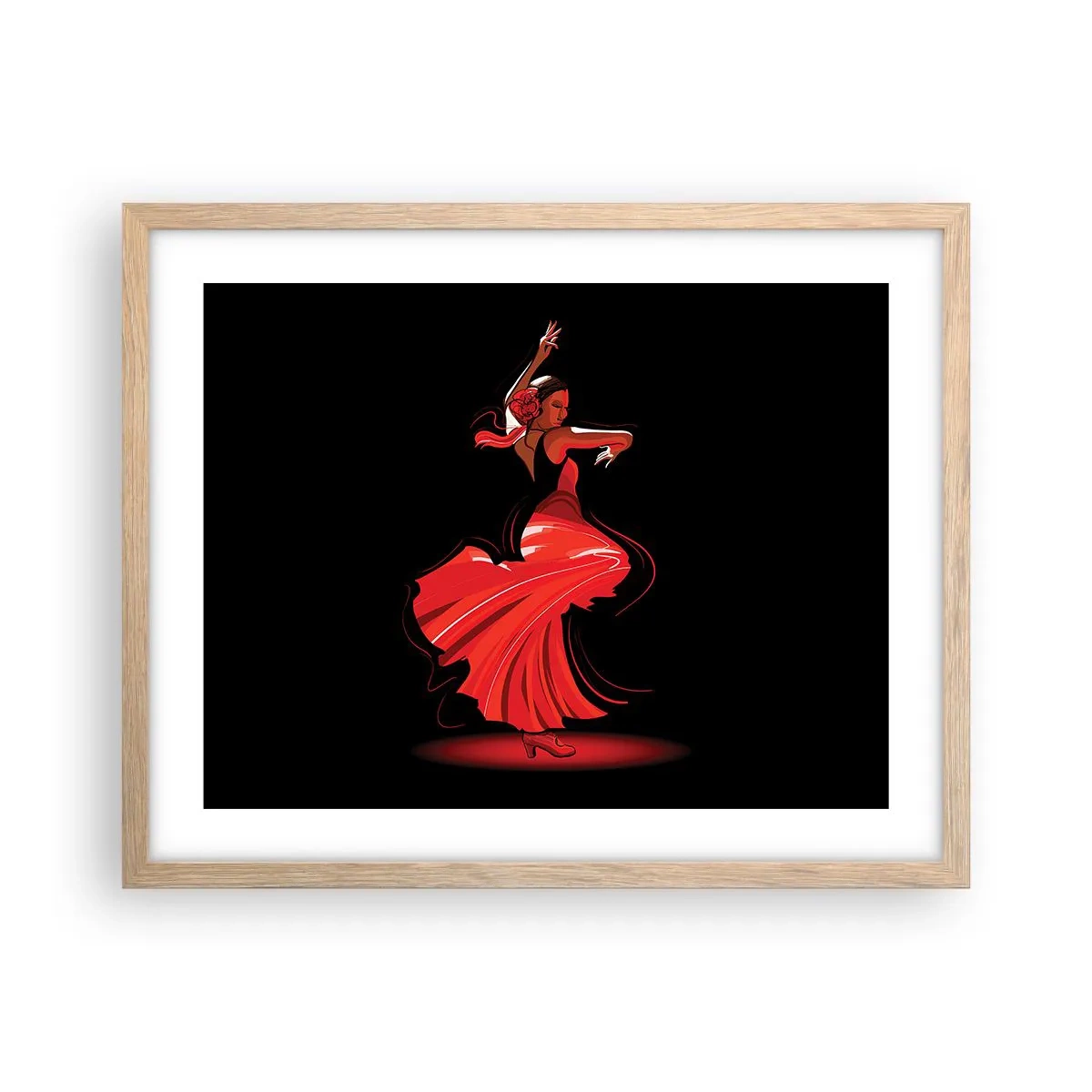 Affiche dans un chêne clair - Poster - L'esprit fougueux du flamenco - 50x40 cm