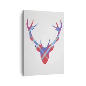 Impression sur toile - Image sur toile - Image géométrique d'un cerf sur fond clair - 70x100cm - Cerf écossais - Décoration murale moderne pour le salon et la chambre ARTTOR
