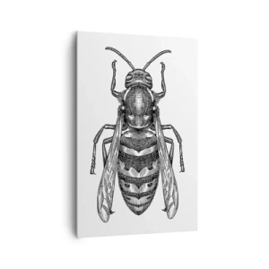 Impression sur toile - Image sur toile - Un motif de guêpe de dessin animé sur fond blanc dans un style minimaliste. - 80x120cm - D'une planète d'insectes - Décoration murale moderne pour le salon et la chambre ARTTOR