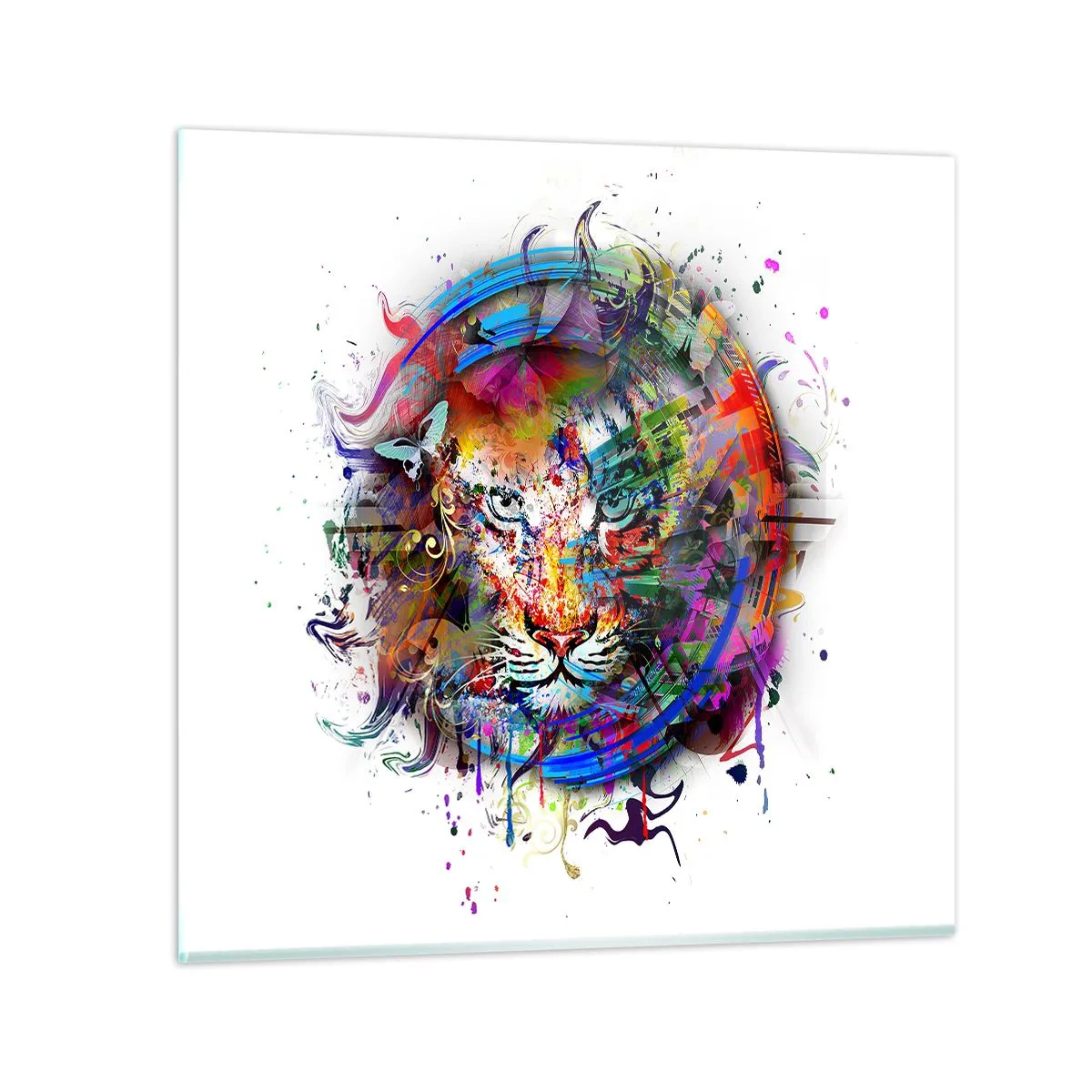 Impression sur verre - Image sur verre - Il se cache derrière un voile arc-en-ciel - 60x60 cm