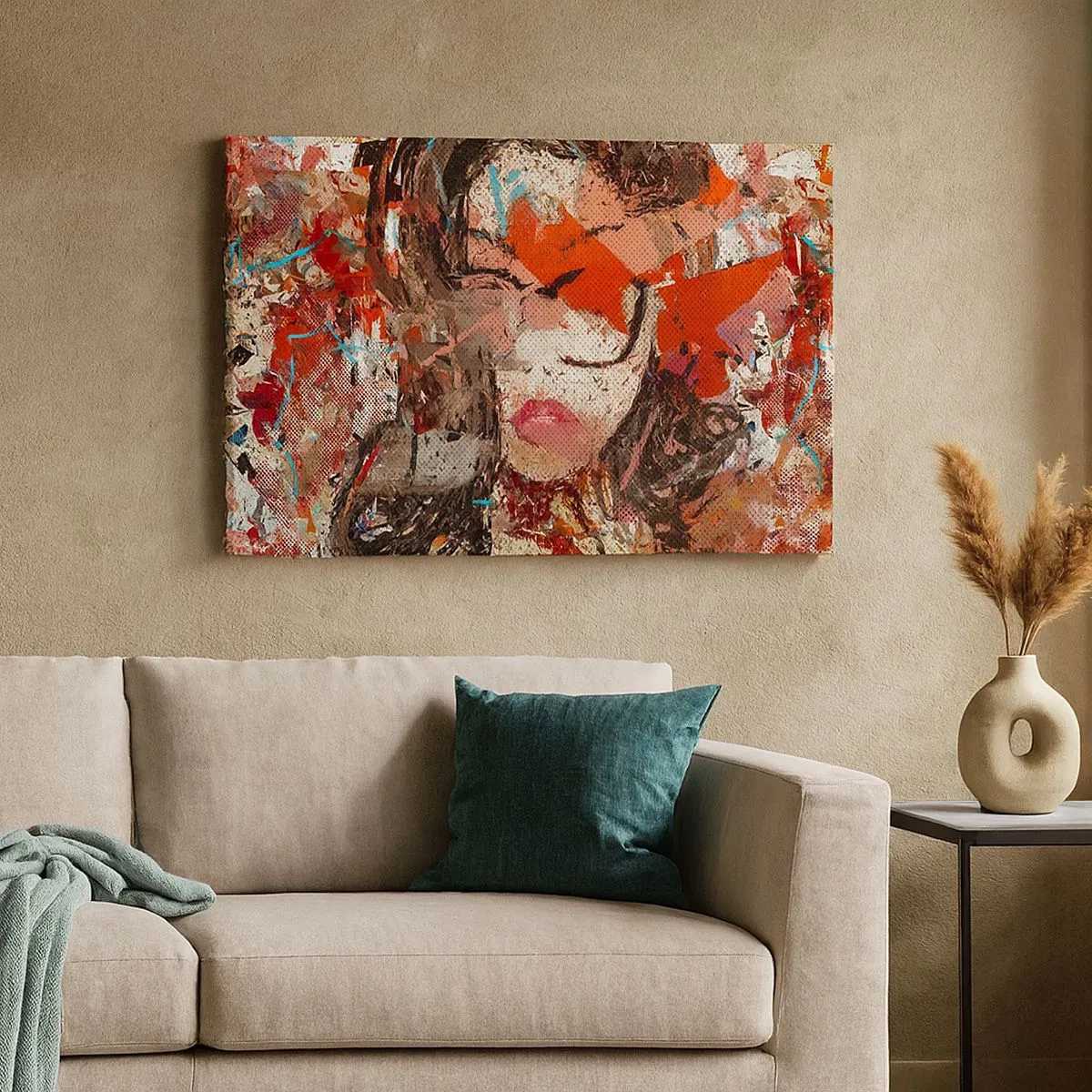 Impression sur toile - Image sur toile - Portrait abstrait d'une femme aux couleurs intenses - 70x50cm - Personne ne sait ce que tu es vraiment - Décoration murale moderne pour le salon et la chambre ARTTOR