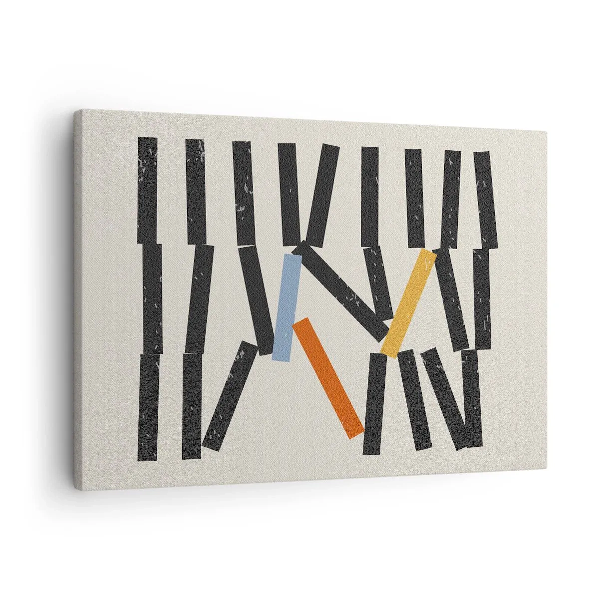 Impression sur toile - Image sur toile - Composition abstraite avec des rectangles colorés et noirs - 70x50cm - Dominos – composition - Décoration murale moderne pour le salon et la chambre ARTTOR