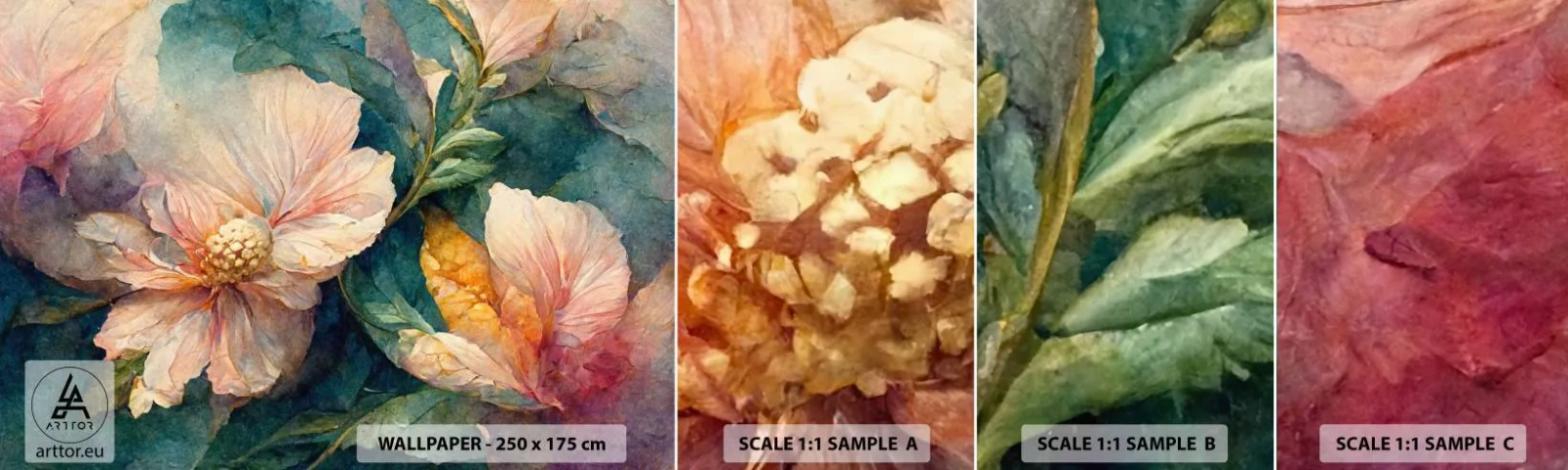 Échantillon De Papier Peint Standard Eco - Uniquement de la subtilité - Fleurs, Classique, Morceau - 100x30 cm