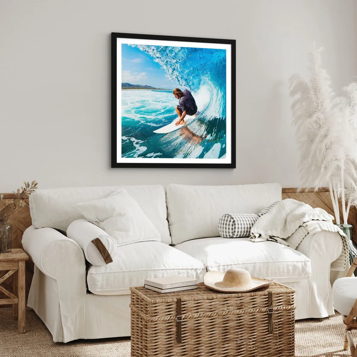Affiche dans un cadre noir - Poster - Danse avec les vagues - 30x30 cm