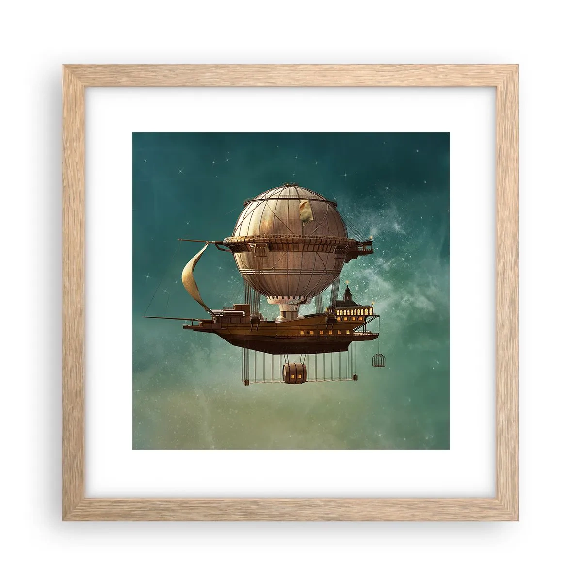 Affiche dans un chêne clair - Poster - Jules Verne vous salue - 30x30 cm