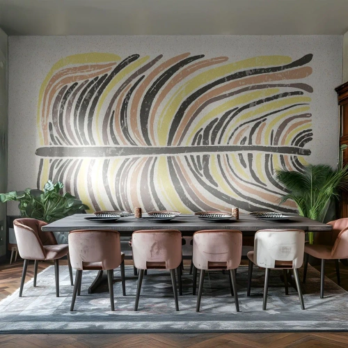 Papier Peint Photo Premium Canvas - Motif de feuille abstrait dans des tons terreux - 100x70cm - Abstraction pleine de vie - Décoration murale moderne pour le salon et la chambre ARTTOR