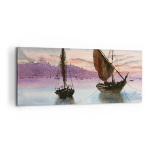 Impression sur toile - Image sur toile - Soirée au port - 100x40 cm