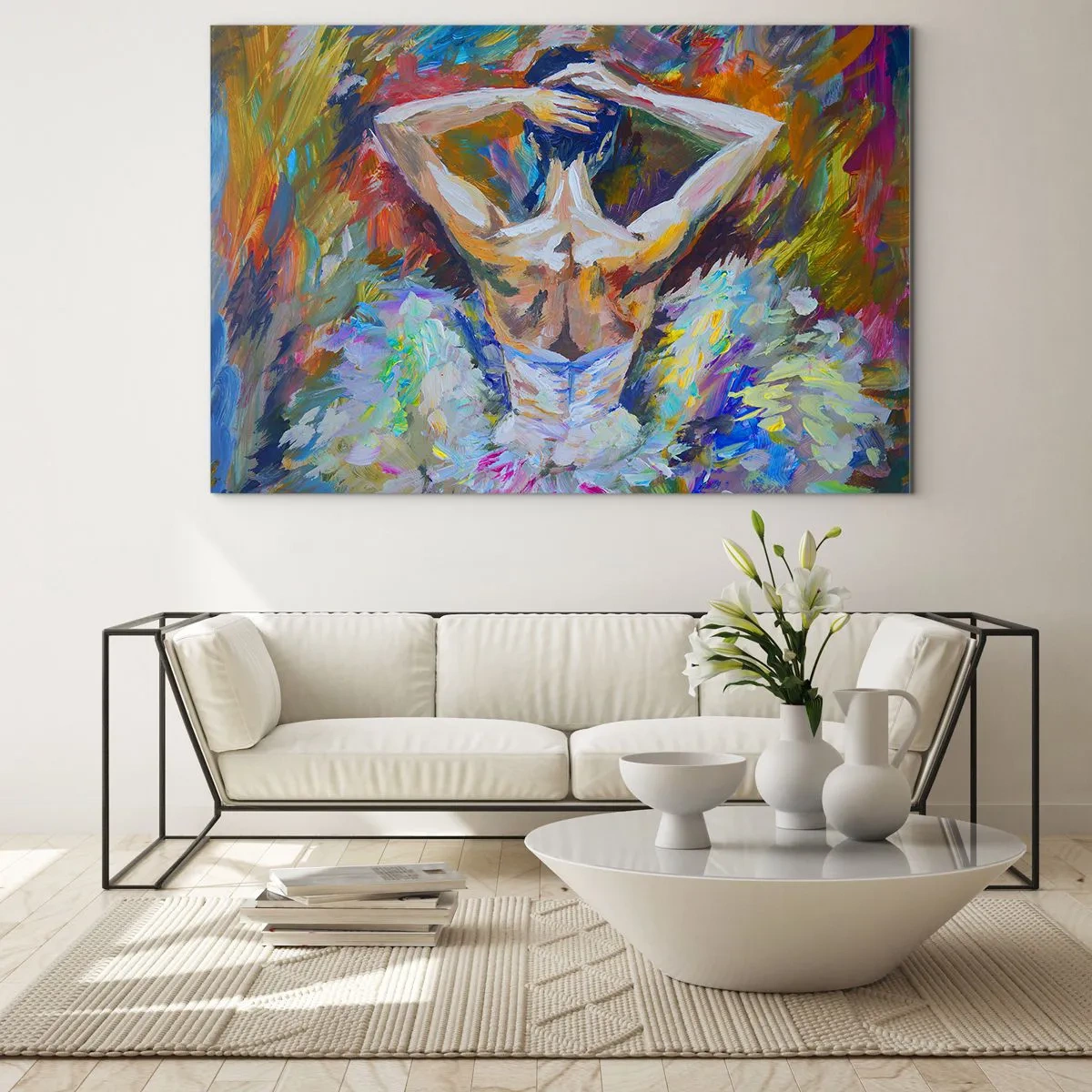 Impression sur verre - Image sur verre - Une ballerine au style expressif, coloré et pictural - 100x70cm - Il se peut que ce soit tout - Décoration murale moderne pour le salon et la chambre ARTTOR