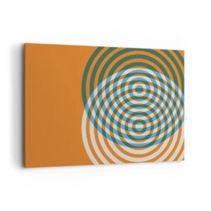 Impression sur toile - Image sur toile - Cercles concentriques sur fond orange - 100x70cm - Variation circulaire abstraite - Décoration murale moderne pour le salon et la chambre ARTTOR