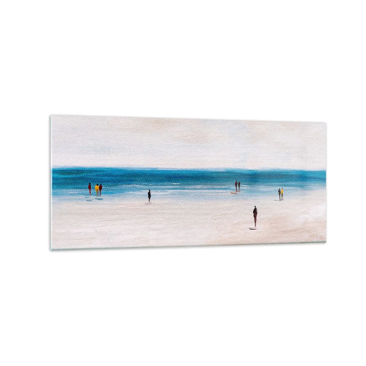 Impression sur verre - Image sur verre - Une plage avec des gens sur fond de mer calme - 120x50cm - Un besoin naturel - Décoration murale moderne pour le salon et la chambre ARTTOR