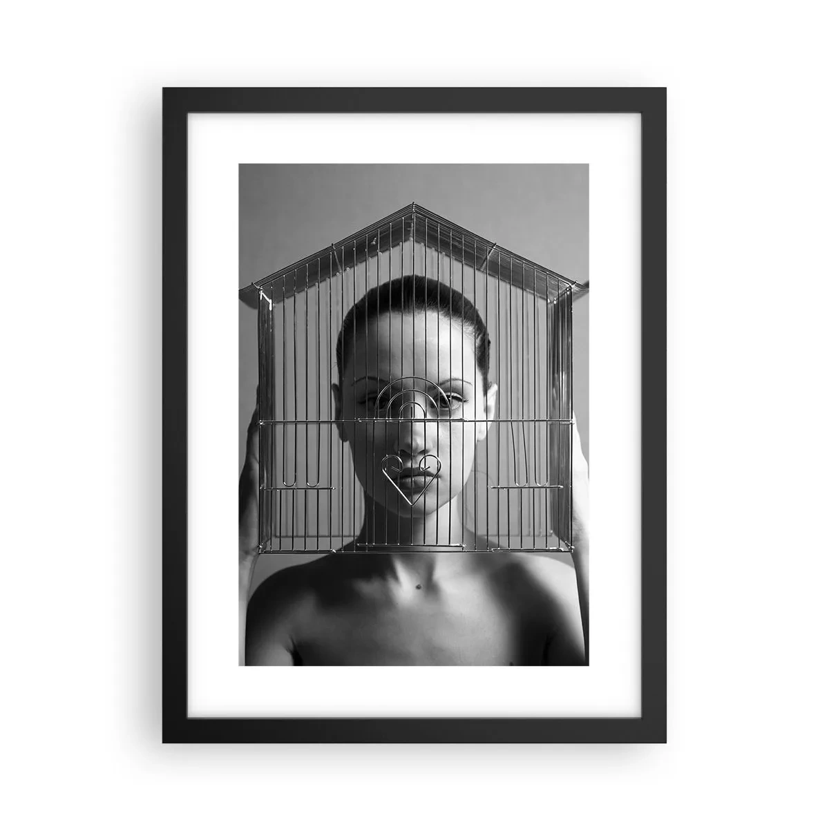 Affiche dans un cadre noir - Poster - Portrait un peu surréaliste - 30x40 cm