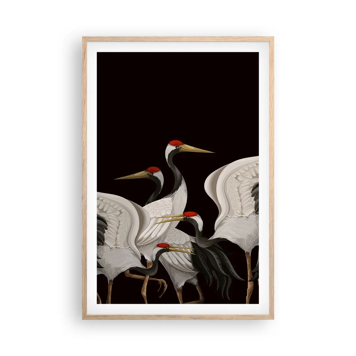 Affiche dans un chêne clair - Poster - Histoire d'oiseaux - 61x91 cm