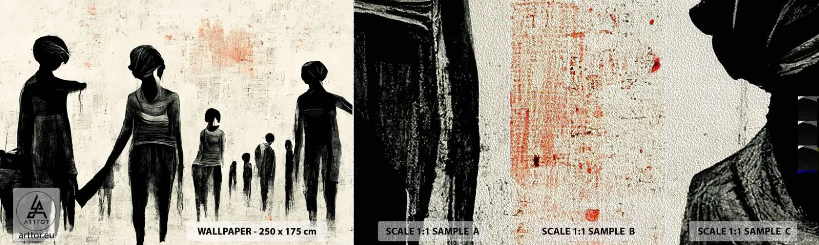 Échantillon de Papier Peint Premium Sand - Contre la solitude - Femmes, Travail, Morceau - 100x30 cm