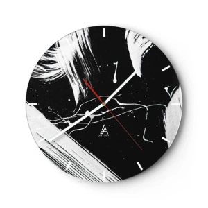 Horloge murale - Pendule murale - Abstraction en noir et blanc avec des coups de peinture dynamiques - 30x30cm - Briser les ténèbres - Décoration murale moderne pour le salon, la cuisine et la chambre ARTTOR