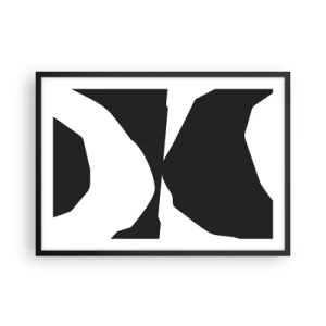 Affiche dans un cadre noir - Poster - Motif de contraste abstrait en noir et blanc - 70x50cm - Positif négatif - Décoration murale moderne pour le salon et la chambre ARTTOR