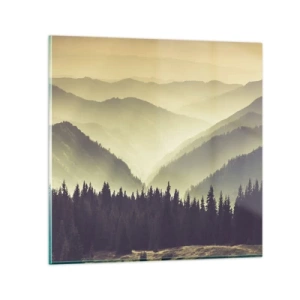 Impression sur verre - Image sur verre - Derrière les sept montagnes… - 40x40 cm