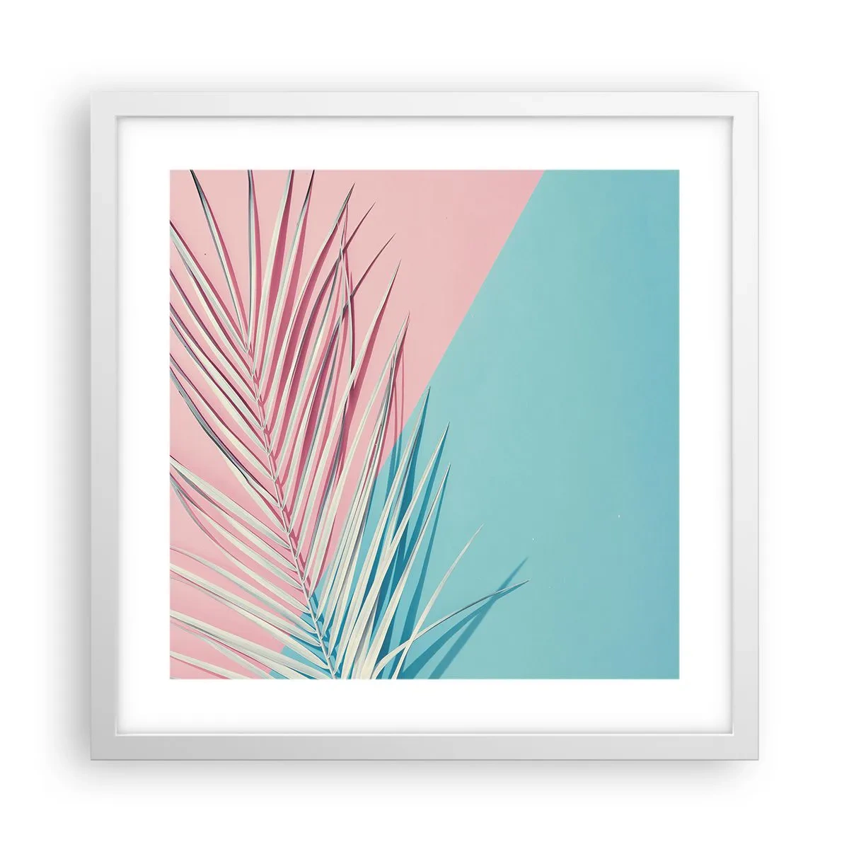 Affiche dans un cadre blanc - Poster - Impression tropicale - 40x40 cm