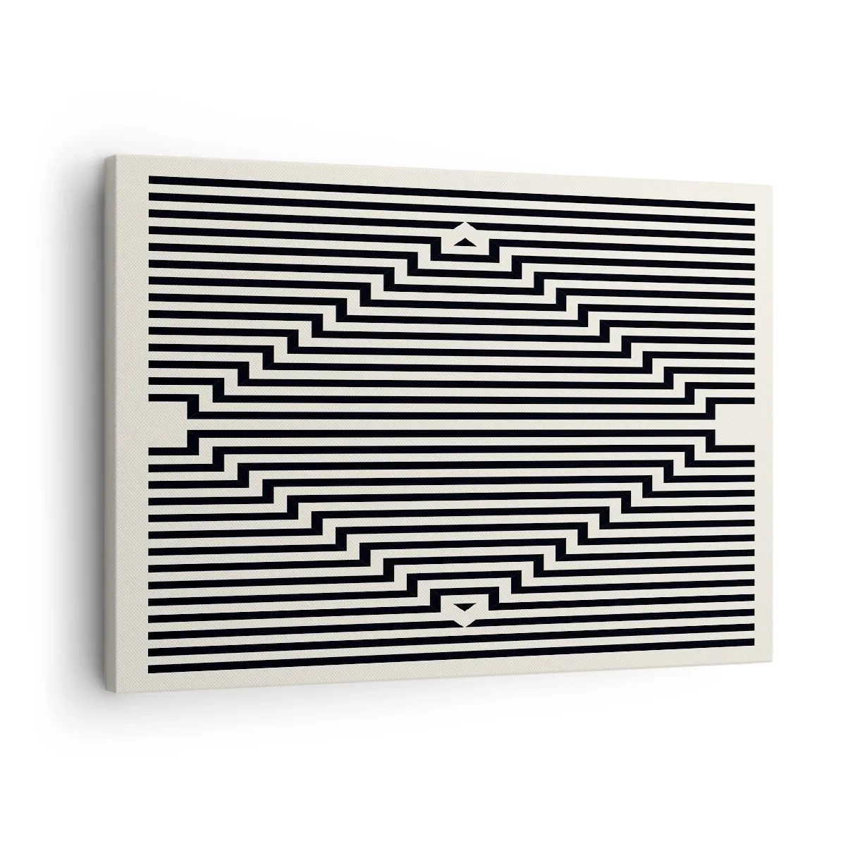 Impression sur toile - Image sur toile - Lignes noires et blanches créant un effet d'illusion géométrique - 70x50cm - Illusion géométrique - Décoration murale moderne pour le salon et la chambre ARTTOR