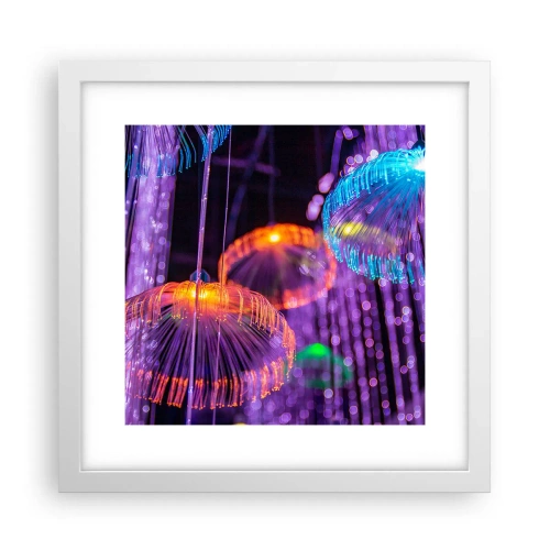 Affiche dans un cadre blanc - Poster - Fontaine lumineuse - 30x30 cm