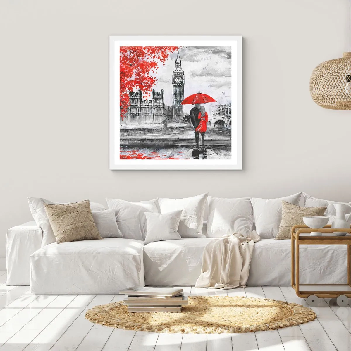 Affiche dans un cadre blanc - Poster - Amoureux de Londres - 30x30 cm