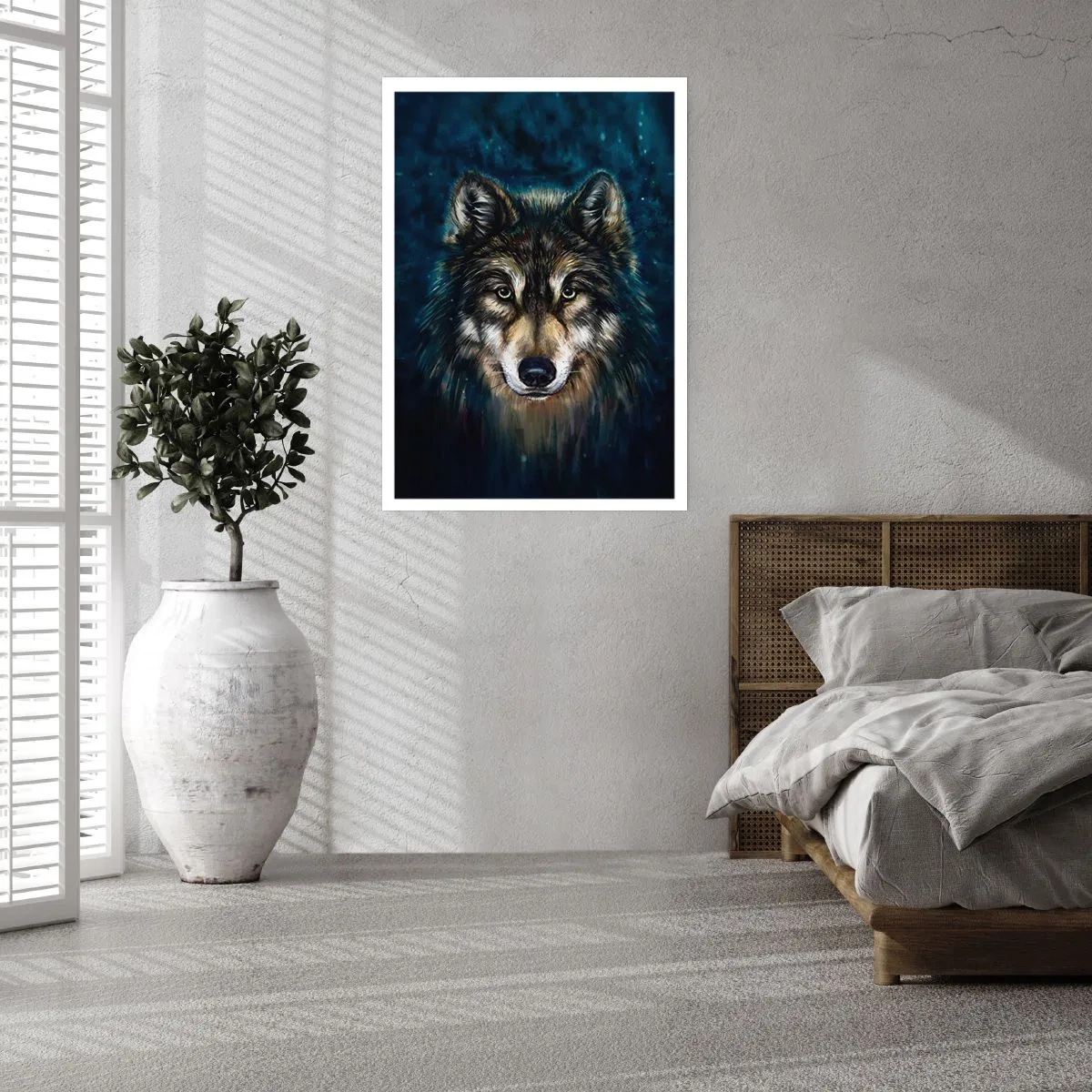 Affiche - Poster - Portrait d'un loup dans un ton sombre et artistique - 50x70cm - Alpha? Et oméga - Décoration murale moderne pour le salon et la chambre ARTTOR