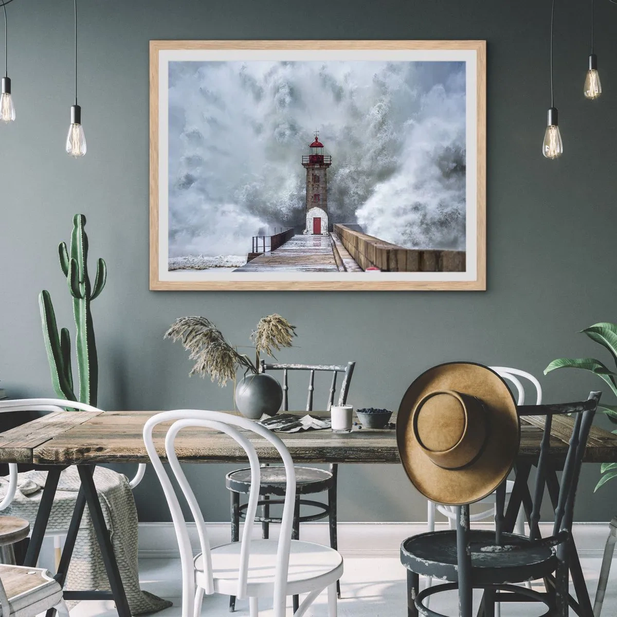 Affiche dans un chêne clair - Poster - Le rugissement des eaux, le bruit soufflera - 100x70 cm