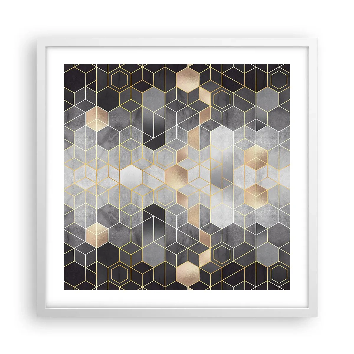 Affiche dans un cadre blanc - Poster - Composition de diamants - 50x50 cm