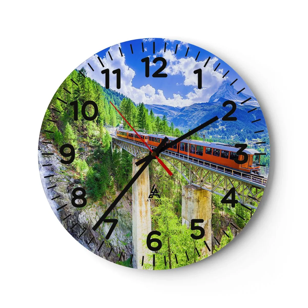 Horloge murale - Pendule murale - Train dans les Alpes - 40x40 cm