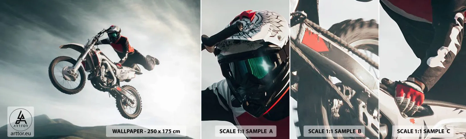 Échantillon De Papier Peint Standard Eco - Il n'y a pas de plaisir sans risque - Motocross, Moto, Motocycliste - 100x30 cm