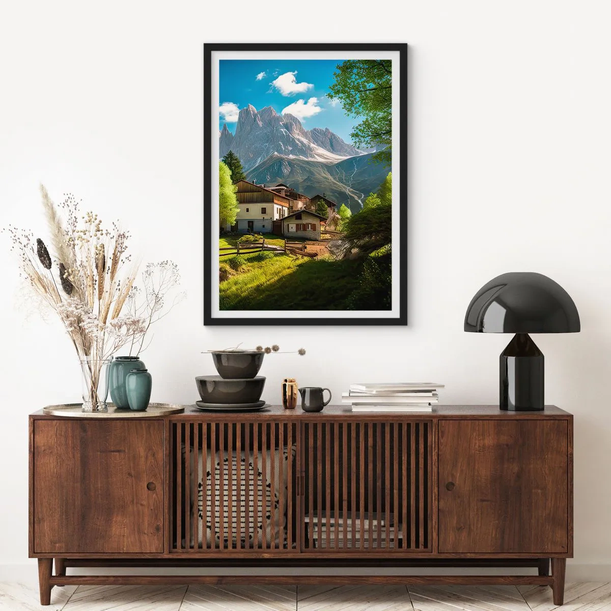 Affiche dans un cadre noir - Poster - Idylle alpine - 70x100 cm