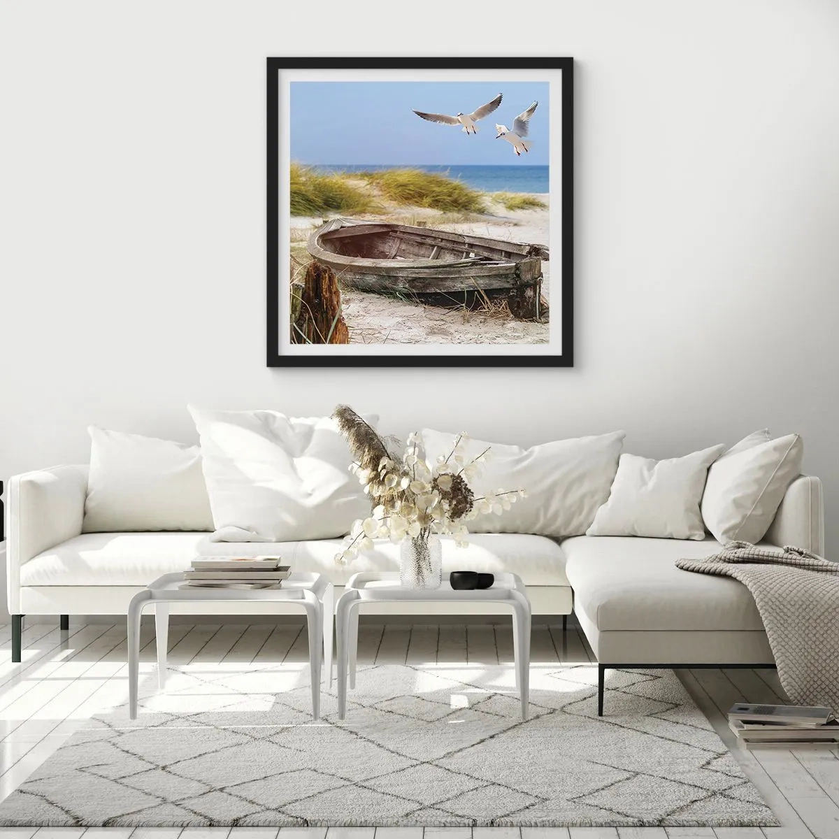 Affiche dans un cadre noir - Poster - Bain de vent - 40x40 cm