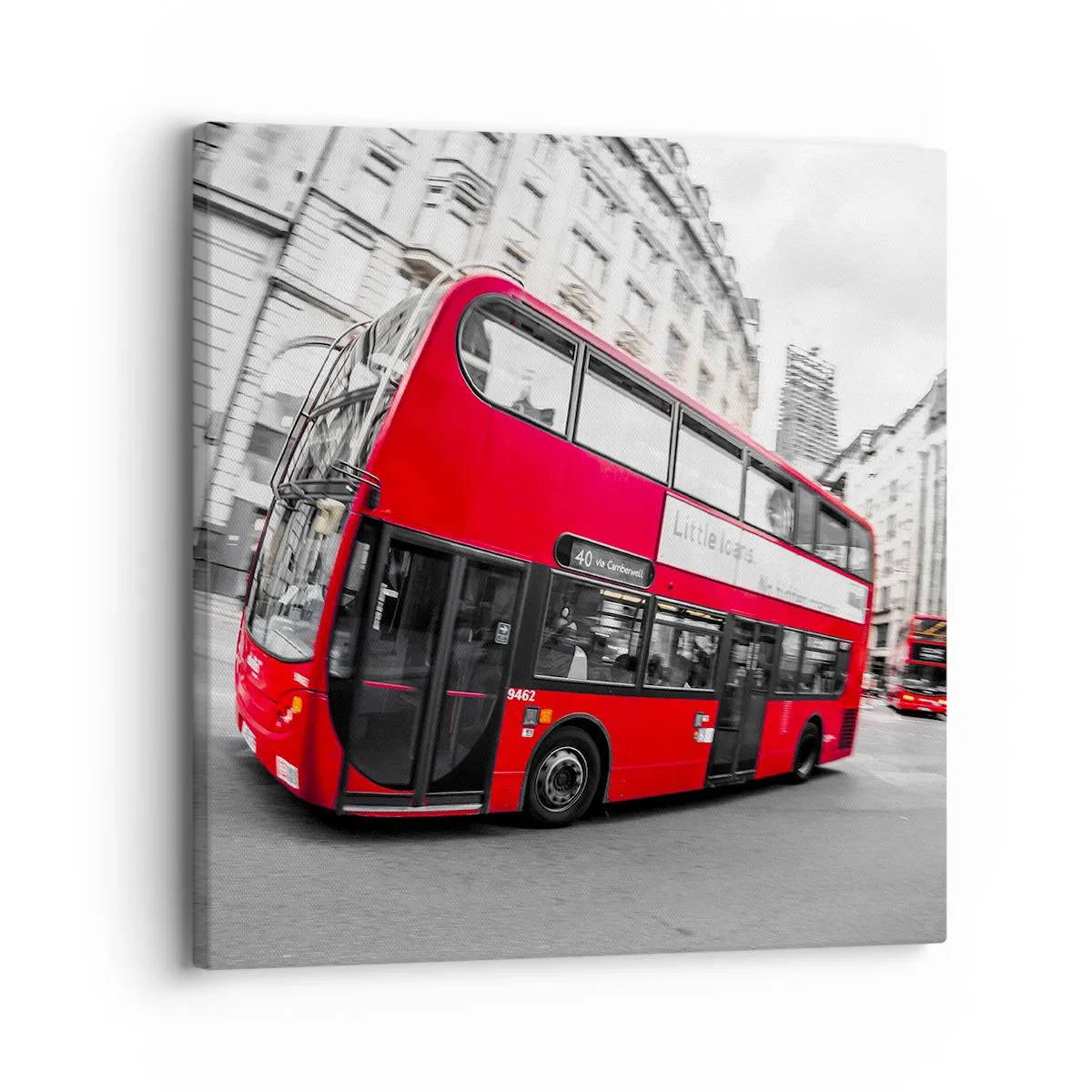 Impression sur toile - Image sur toile - Londres traditionnellement - en bus - 30x30 cm