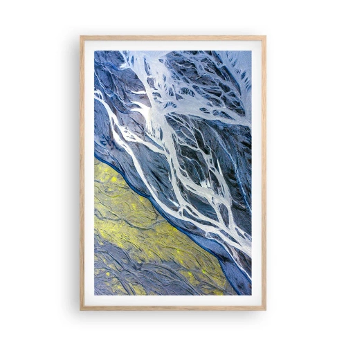 Affiche dans un chêne clair - Poster - Peintures rupestres de la nature - 61x91 cm