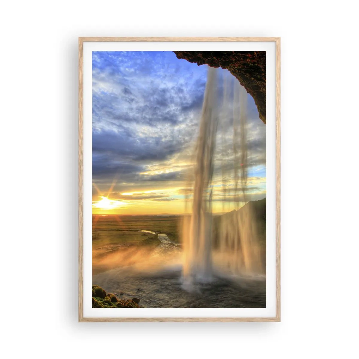 Affiche dans un chêne clair - Poster - Le monde derrière un voile de gouttes - 70x100 cm