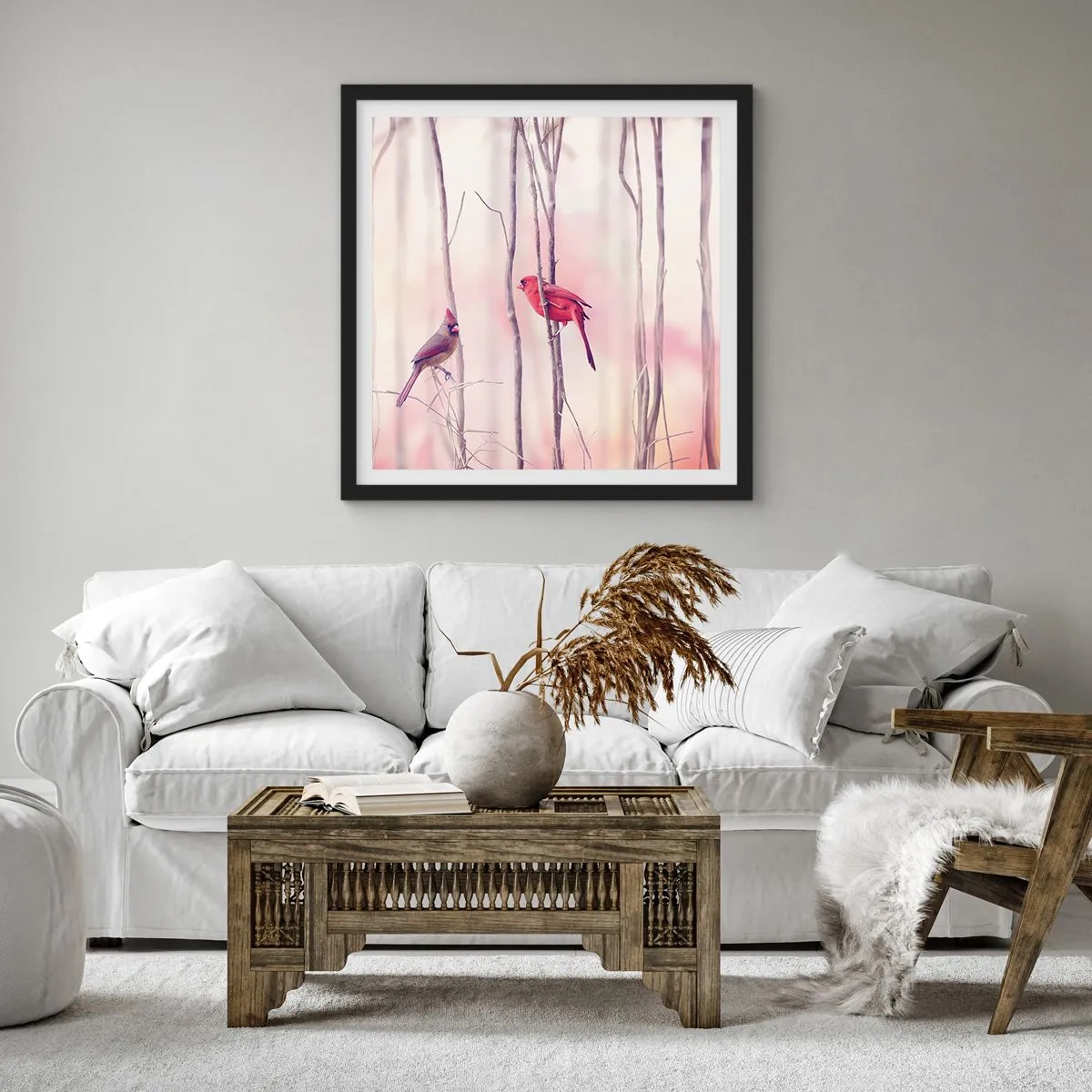 Affiche dans un cadre noir - Poster - Conte de la forêt rose - 30x30 cm