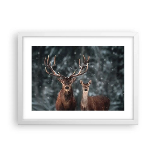 Affiche dans un cadre blanc - Poster - Le roi de la forêt avec sa femme - 40x30 cm