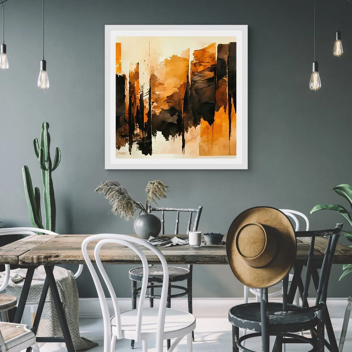 Affiche dans un cadre blanc - Poster - Harmonie de noir et d'or - 50x50 cm