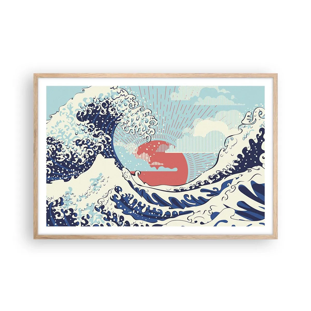 Affiche dans un chêne clair - Poster - D'une inspiration japonnaise - 91x61 cm