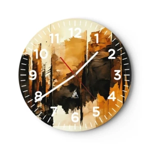 Horloge murale - Pendule murale - Harmonie de noir et d'or - 30x30 cm