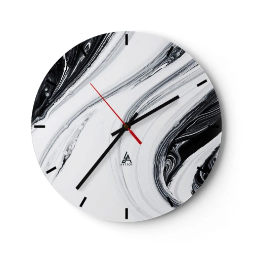 Horloge murale - Pendule murale - Des lignes noires et blanches abstraites créent un motif fluide et contrasté. - 30x30cm - Une combinaison d'opposés - Décoration murale moderne pour le salon, la cuisine et la chambre ARTTOR