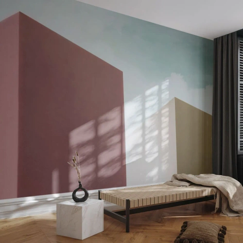 Papier peint sur mesure Standard Eco - La géométrie d'un été ensoleillé - Bâtiments, Architecture, Tridimensionnel