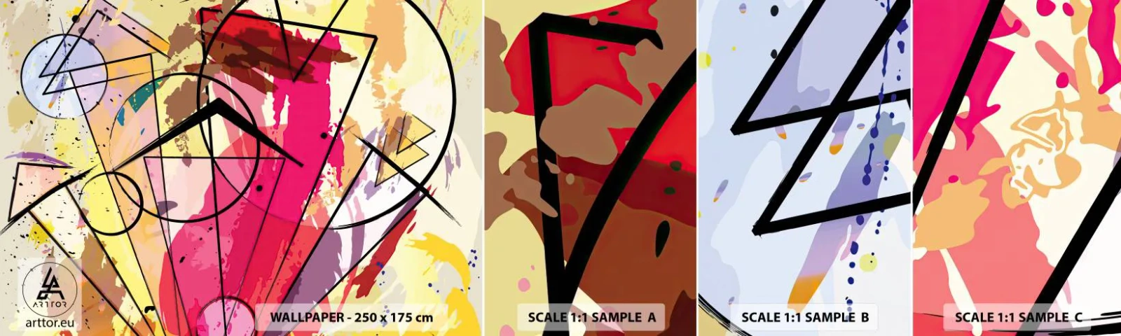 Échantillon de Papier Peint Autocollant Deluxe Sticker - Explosion - Abstraction, Morceau, Graphique - 100x30 cm