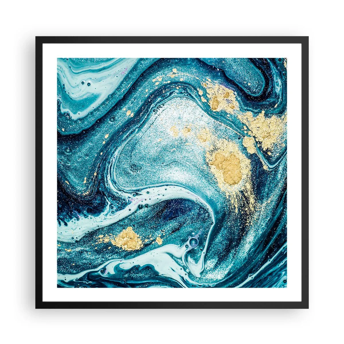Affiche dans un cadre noir - Poster - Vortex bleu - 60x60 cm