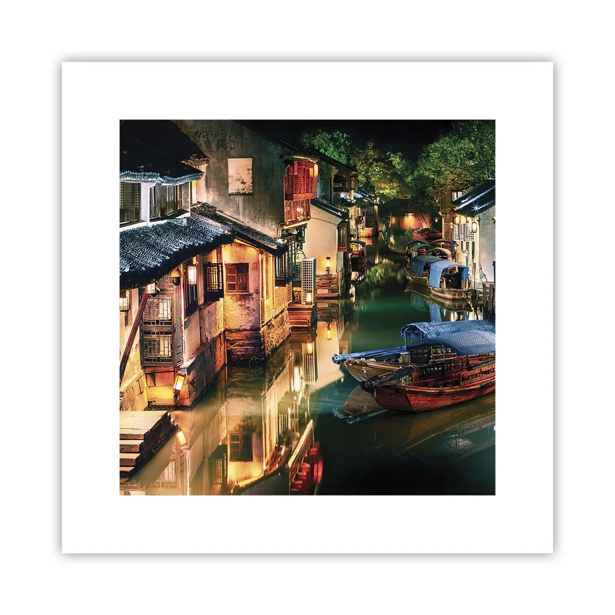 Affiche - Poster - Soirée dans une rue chinoise - 30x30 cm