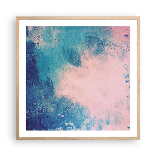 Affiche dans un chêne clair - Poster - Etreintes bleues - 60x60 cm