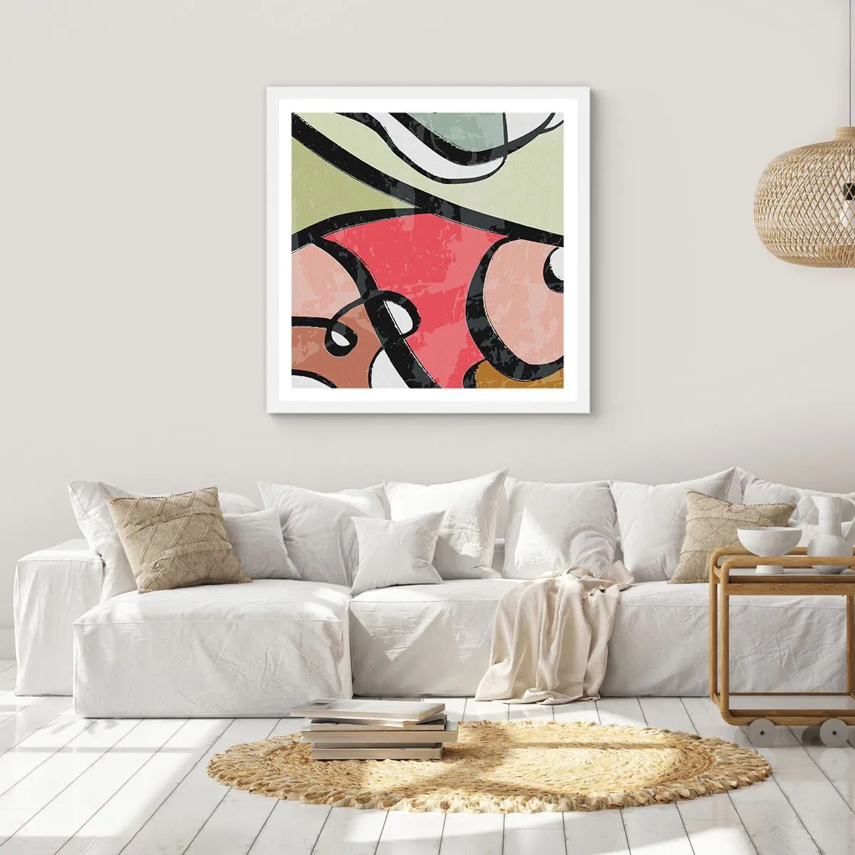 Affiche dans un cadre blanc - Poster - Pirouettes parmi les couleurs - 60x60 cm