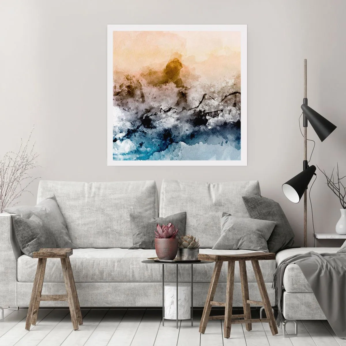 Affiche - Poster - Noyé dans un nuage de brouillard - 40x40 cm